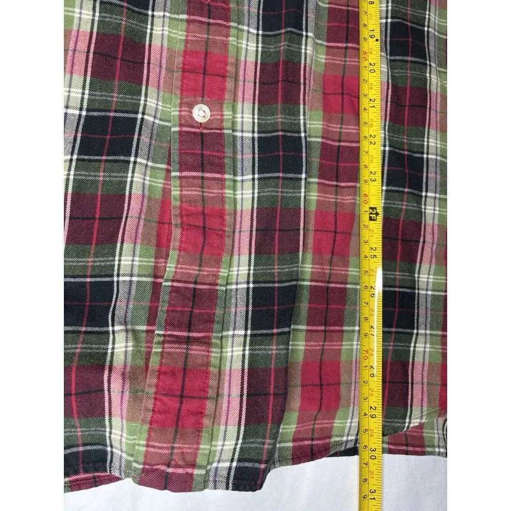 Vintage Ralph‎ Lauren Blake Long Sleeve Button Down Shirt Medium Plaid Red Green